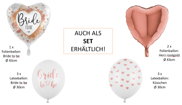 Preview: Folienballon herzförmig - Bride to be - ø 43cm